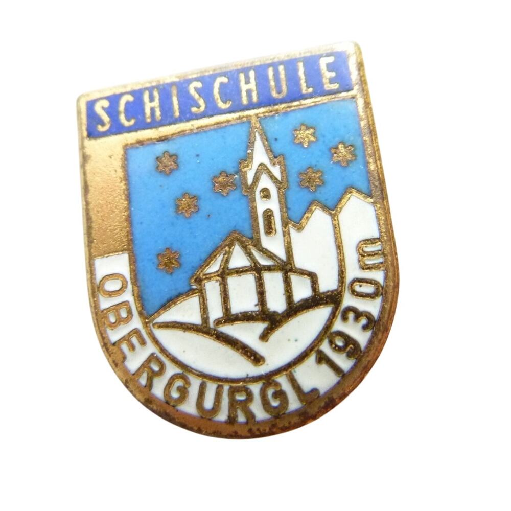 Vintage Schischule Obergurgl Ski School Hat Pin 1930m Austria Enamel Badge